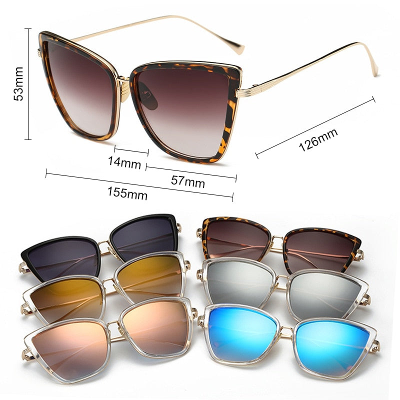 Women's Big Cat Eye Sunglasses – Black Mirror Lens