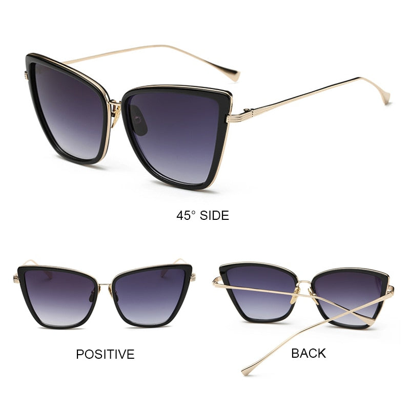 Women's Big Cat Eye Sunglasses – Black Mirror Lens