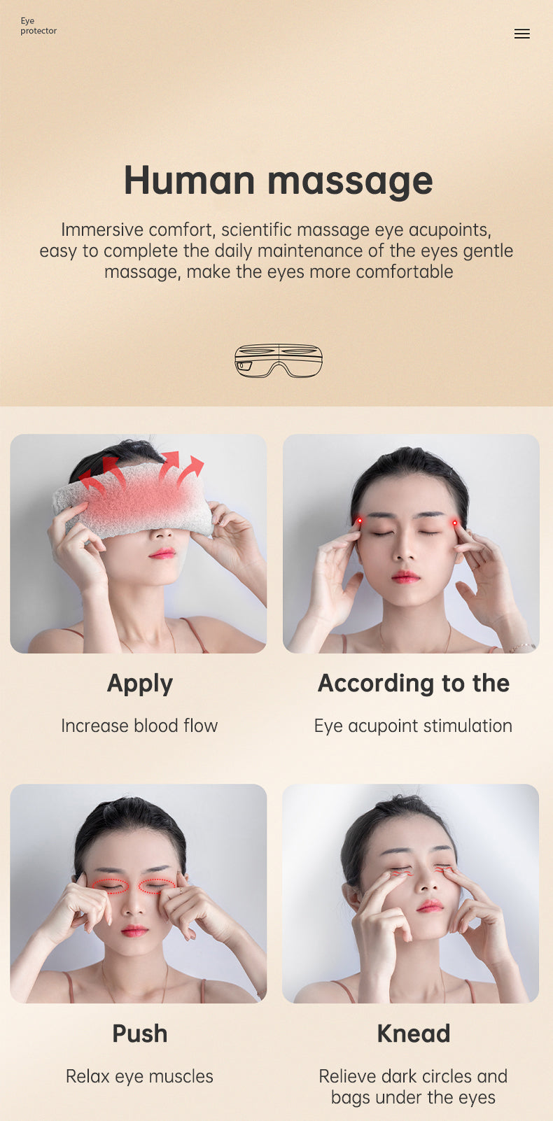 Bluetooth Eye Massager – Air Pressure & Vibration for Migraine & Sleep Relief