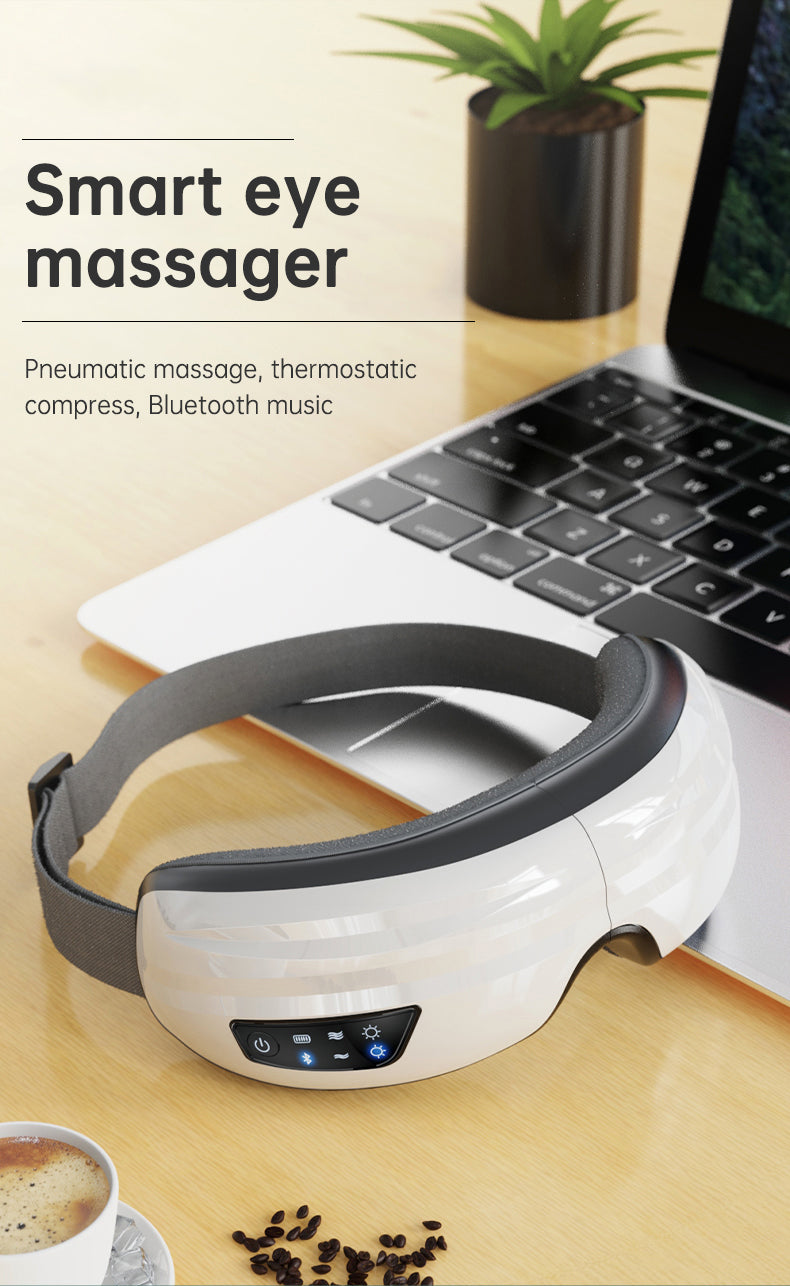 Bluetooth Eye Massager – Air Pressure & Vibration for Migraine & Sleep Relief