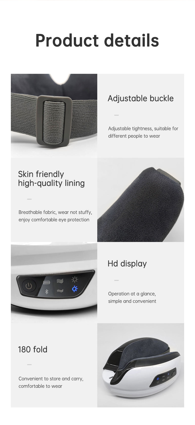Bluetooth Eye Massager – Air Pressure & Vibration for Migraine & Sleep Relief