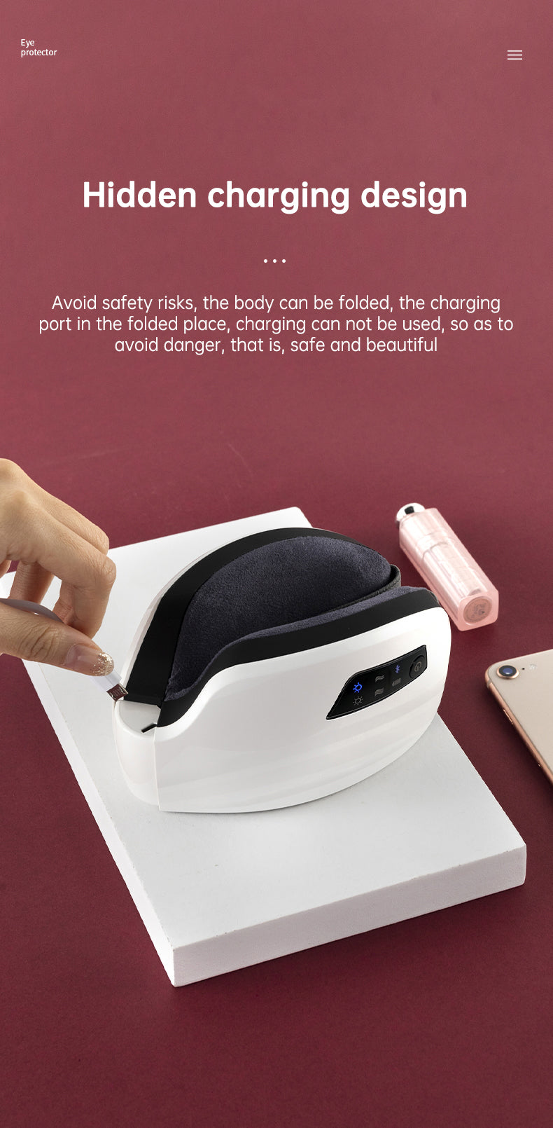 Bluetooth Eye Massager – Air Pressure & Vibration for Migraine & Sleep Relief