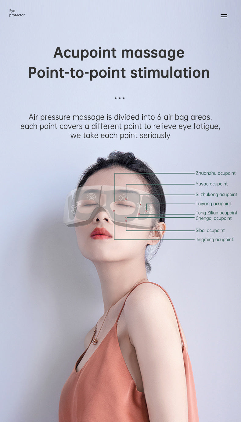 Bluetooth Eye Massager – Air Pressure & Vibration for Migraine & Sleep Relief
