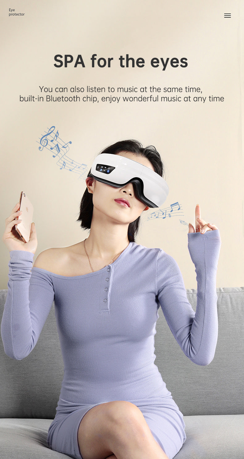 Bluetooth Eye Massager – Air Pressure & Vibration for Migraine & Sleep Relief