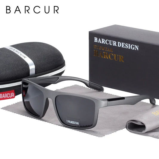 BARCUR TR90 Ultralight Polarized Sunglasses – Vintage Square UV400 for Men