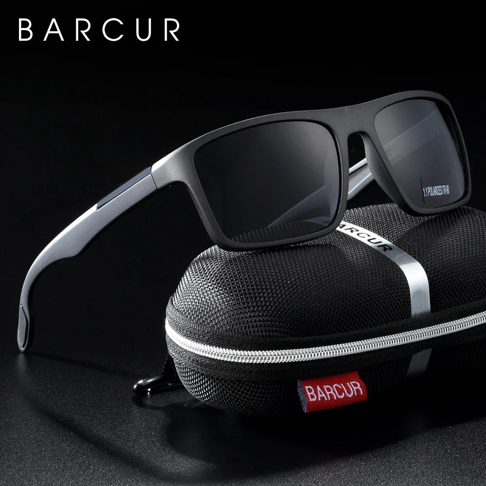 BARCUR TR90 Ultralight Polarized Sunglasses – Vintage Square UV400 for Men