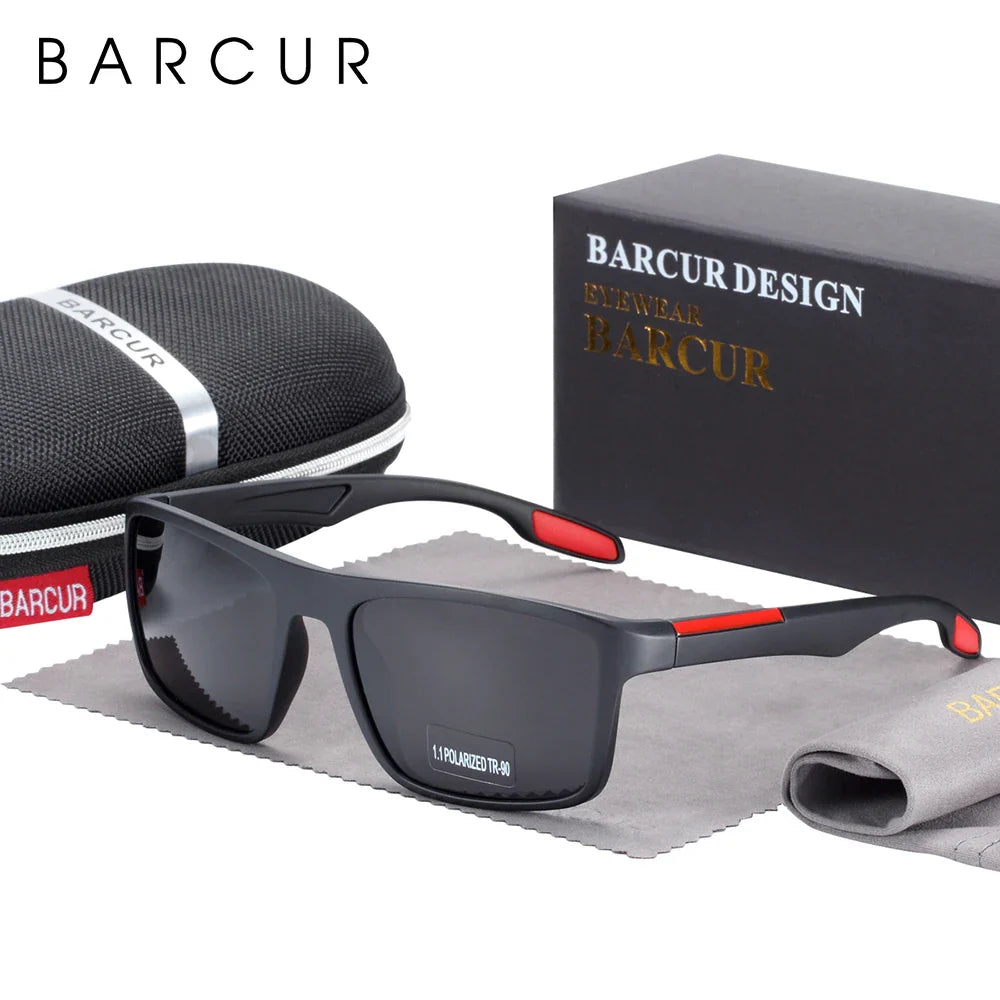 BARCUR TR90 Ultralight Polarized Sunglasses – Vintage Square UV400 for Men