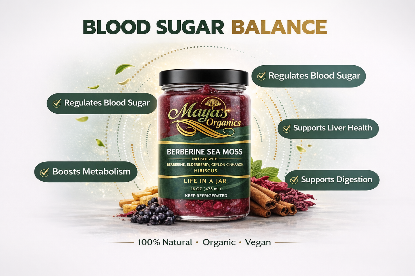 Blood Sugar Reset Bundle - Berberine Sea Moss Gel 16oz + Liver & Gallbladder Cleanse Detox Capsules (60 Caps)