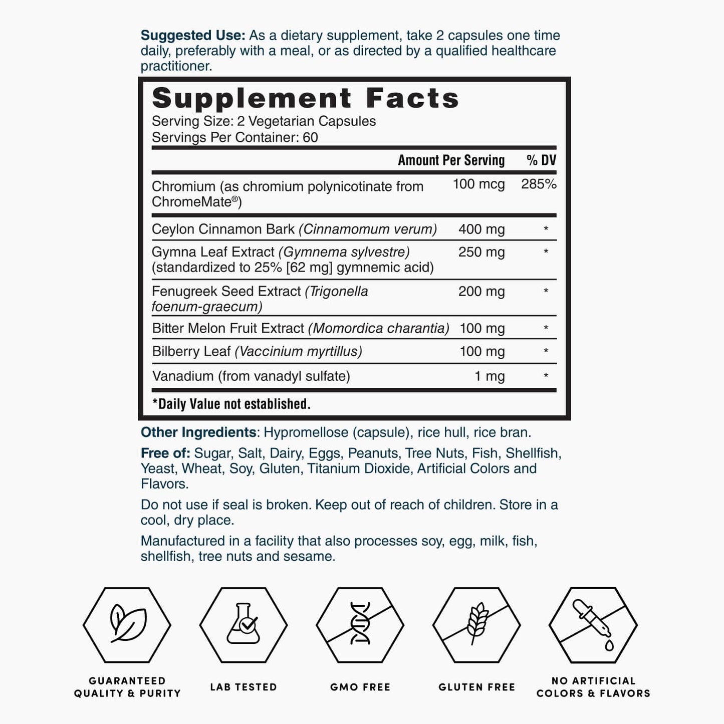 Nature's Lab Gold Blood Sugar Support - 120 Capsules
