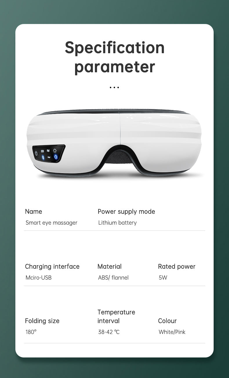 Bluetooth Eye Massager – Air Pressure & Vibration for Migraine & Sleep Relief