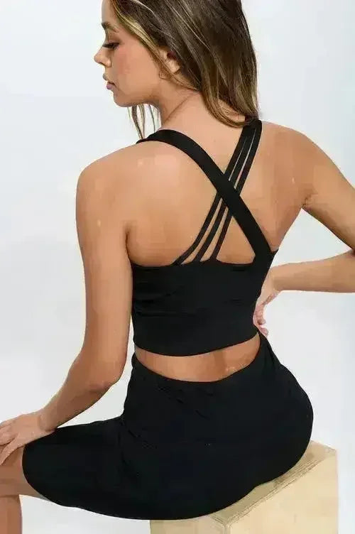 Crisscross Sports Bra & High-Waist Biker Shorts Set
