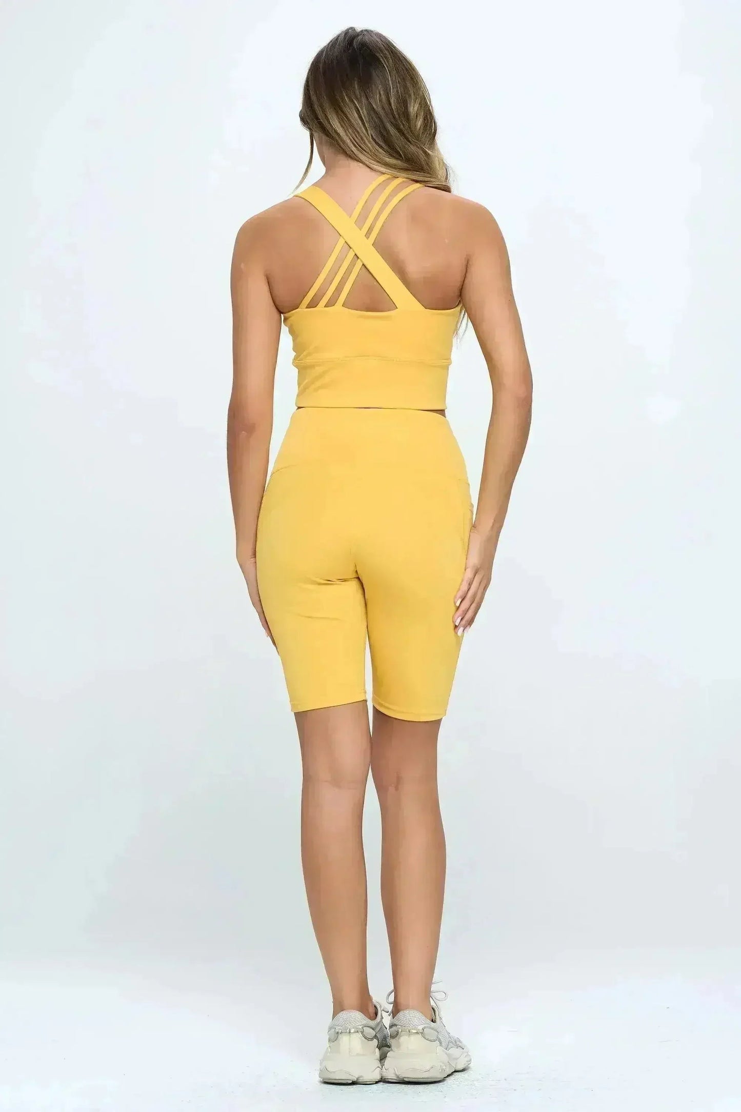 Crisscross Sports Bra & High-Waist Biker Shorts Set