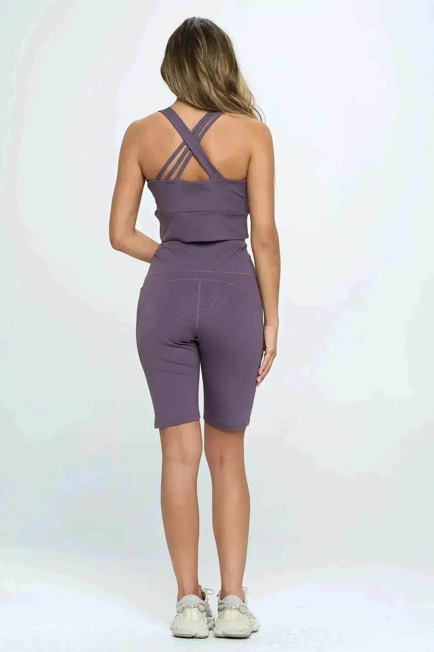 Crisscross Sports Bra & High-Waist Biker Shorts Set