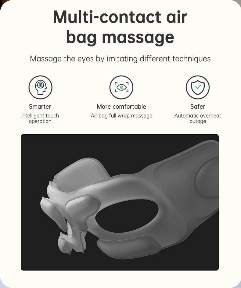 Bluetooth Eye Massager – Air Pressure & Vibration for Migraine & Sleep Relief