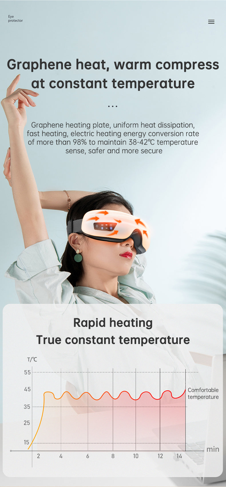 Bluetooth Eye Massager – Air Pressure & Vibration for Migraine & Sleep Relief