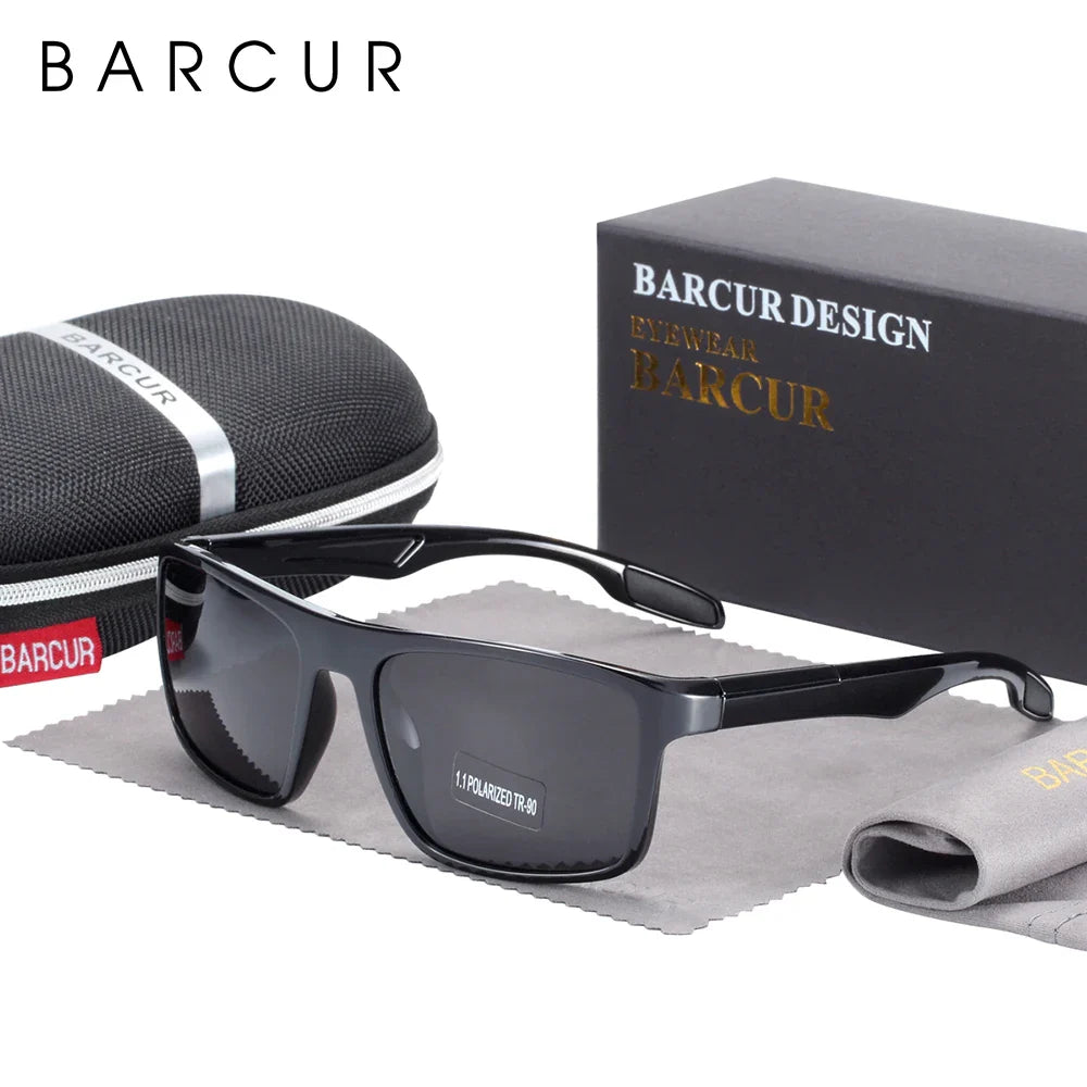 BARCUR TR90 Ultralight Polarized Sunglasses – Vintage Square UV400 for Men