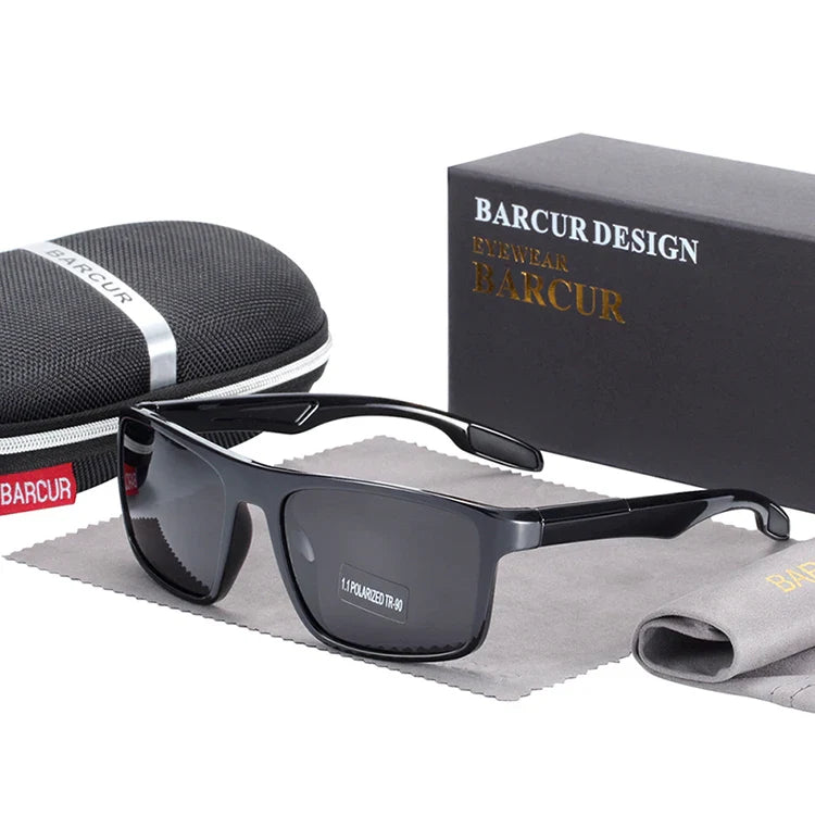 BARCUR TR90 Ultralight Polarized Sunglasses – Vintage Square UV400 for Men