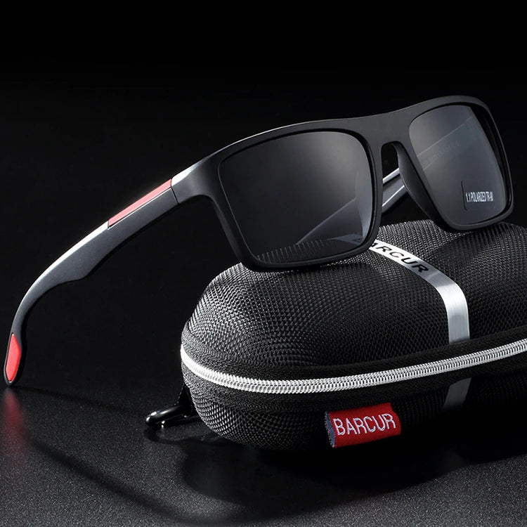 BARCUR TR90 Ultralight Polarized Sunglasses – Vintage Square UV400 for Men
