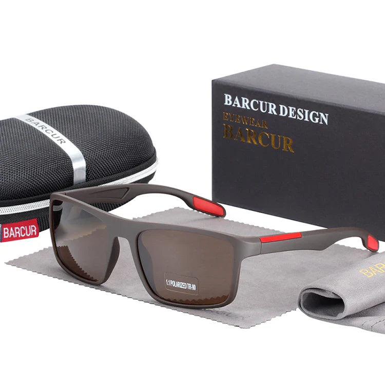 BARCUR TR90 Ultralight Polarized Sunglasses – Vintage Square UV400 for Men