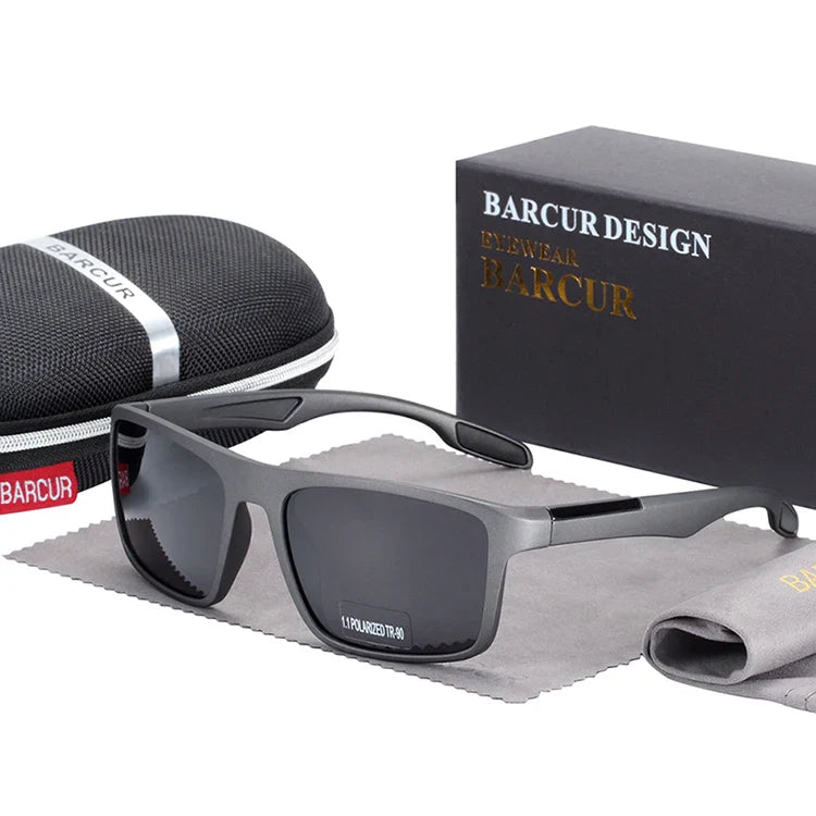 BARCUR TR90 Ultralight Polarized Sunglasses – Vintage Square UV400 for Men