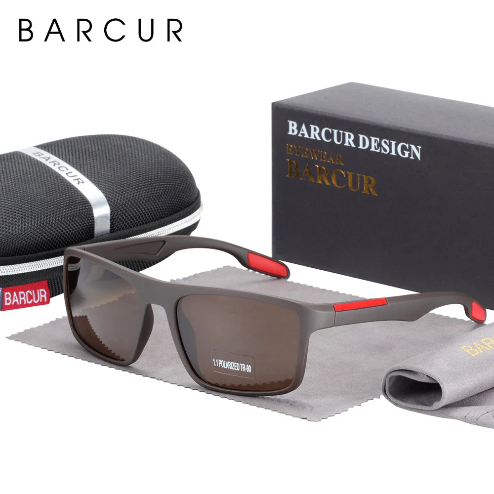 BARCUR TR90 Ultralight Polarized Sunglasses – Vintage Square UV400 for Men