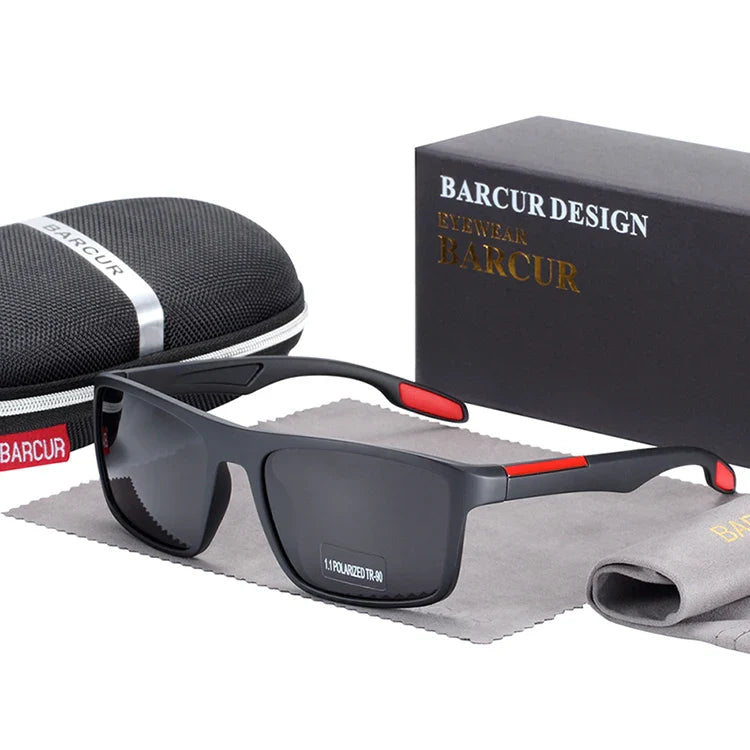 BARCUR TR90 Ultralight Polarized Sunglasses – Vintage Square UV400 for Men