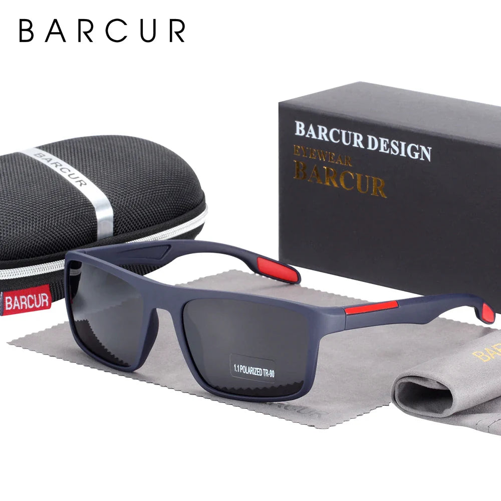 BARCUR TR90 Ultralight Polarized Sunglasses – Vintage Square UV400 for Men