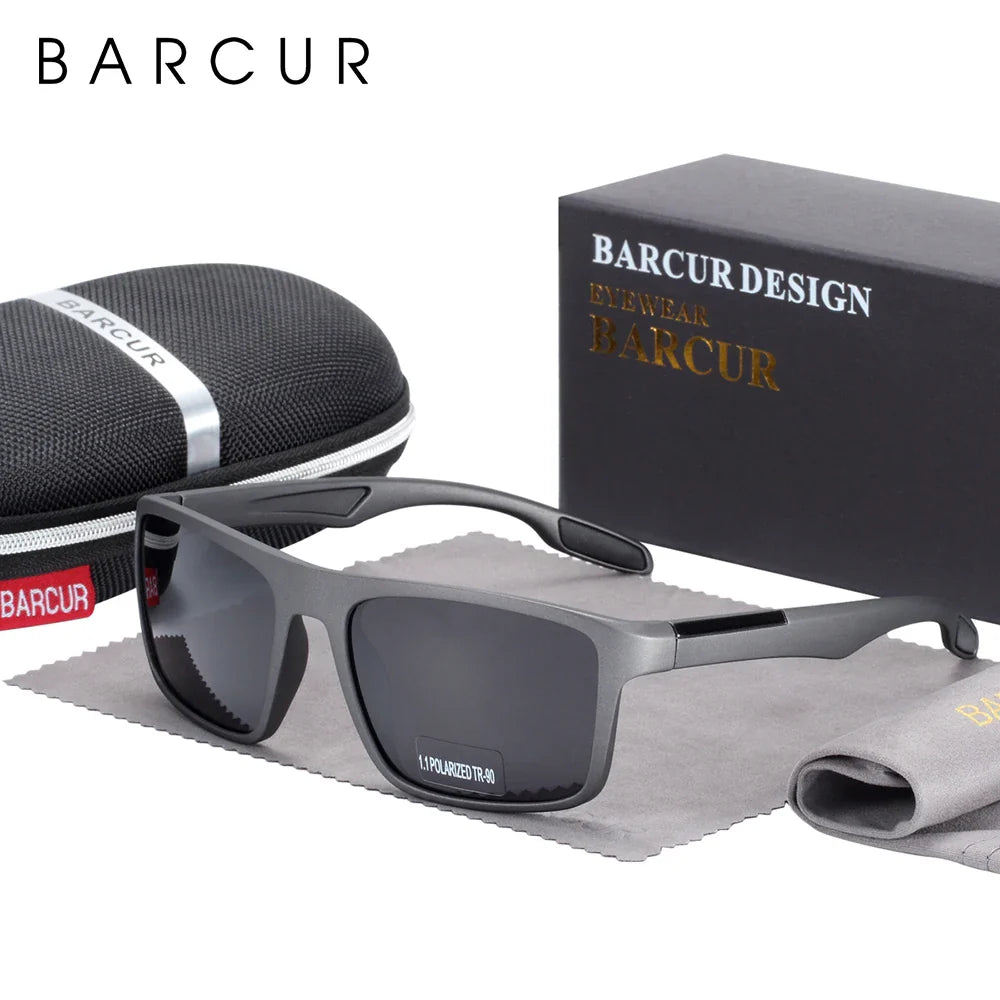 BARCUR TR90 Ultralight Polarized Sunglasses – Vintage Square UV400 for Men