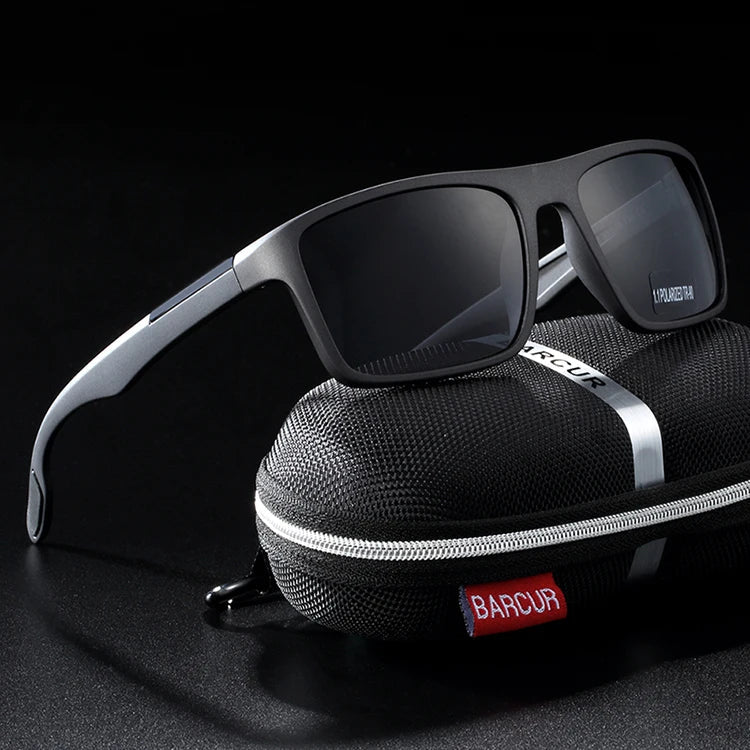 BARCUR TR90 Ultralight Polarized Sunglasses – Vintage Square UV400 for Men