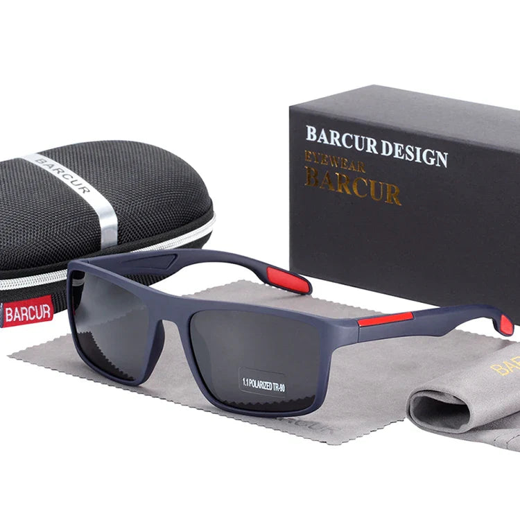 BARCUR TR90 Ultralight Polarized Sunglasses – Vintage Square UV400 for Men
