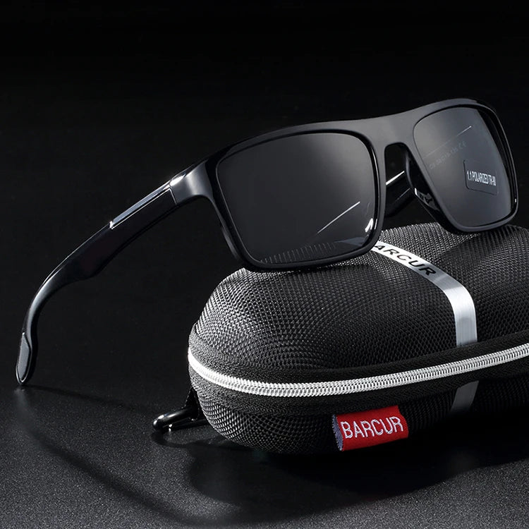 BARCUR TR90 Ultralight Polarized Sunglasses – Vintage Square UV400 for Men