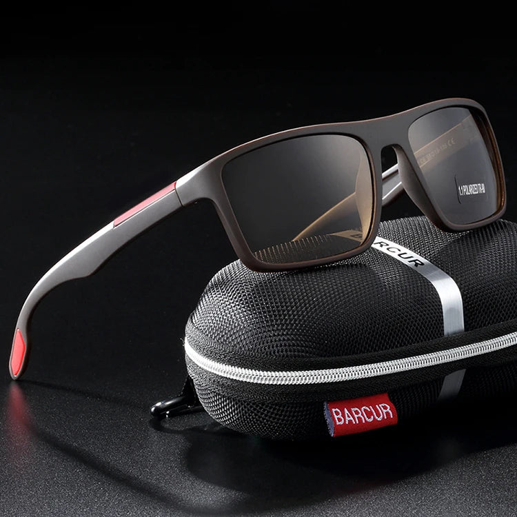 BARCUR TR90 Ultralight Polarized Sunglasses – Vintage Square UV400 for Men