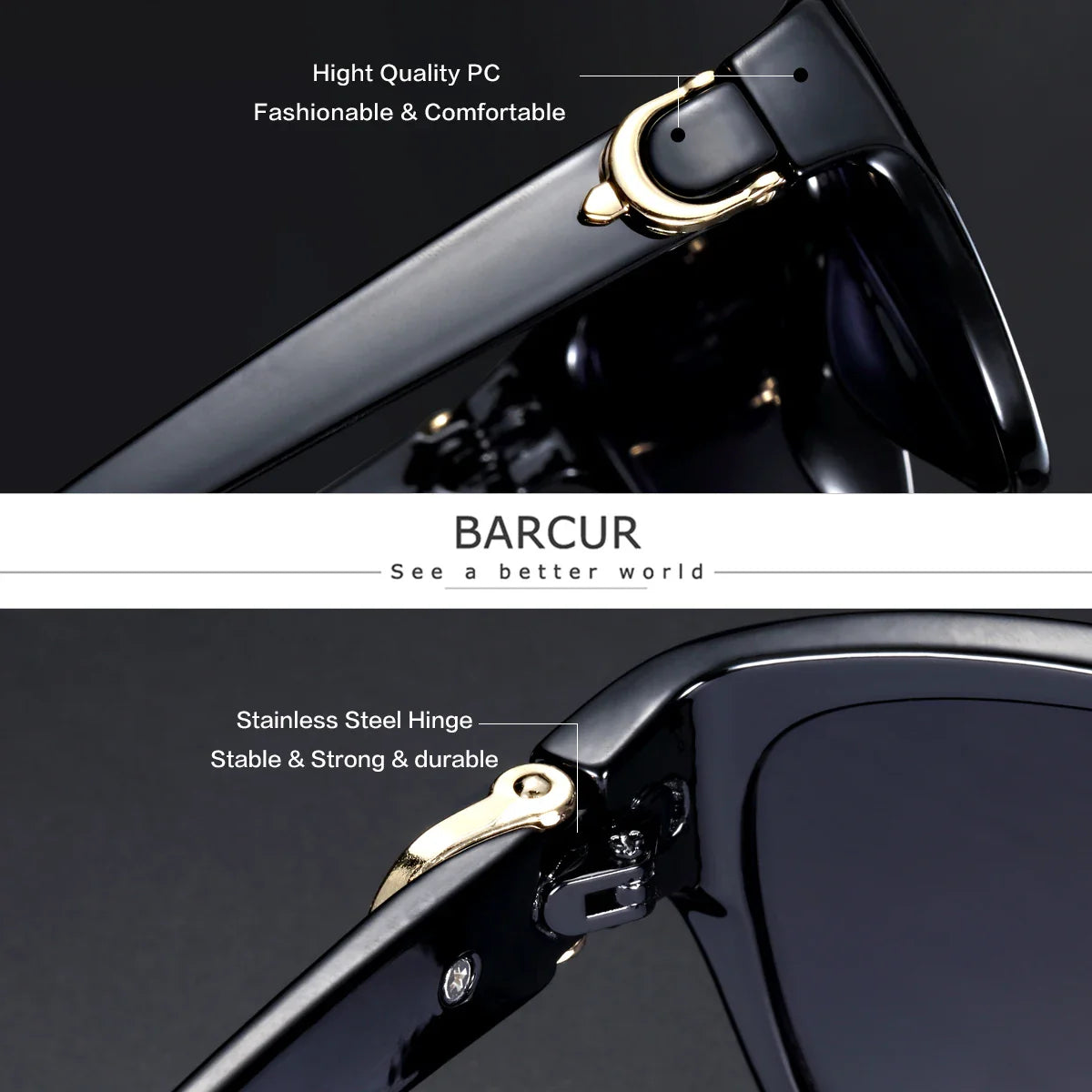 BARCUR Polarized Men's Fashion Sunglasses – Elliptical Gradient TAC Lens UV400