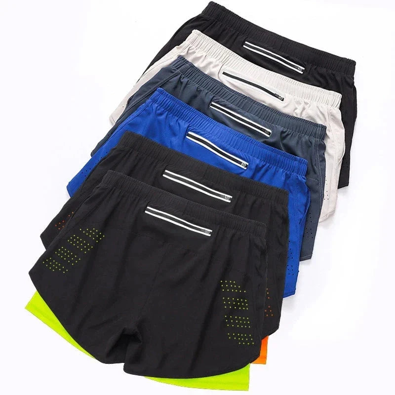 Men's 2-in-1 Running Shorts – Quick-Dry Double Layer Gym Shorts