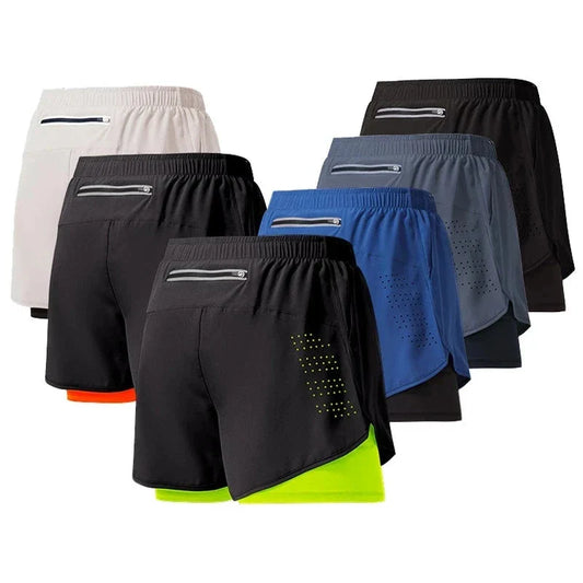 Men's 2-in-1 Running Shorts – Quick-Dry Double Layer Gym Shorts