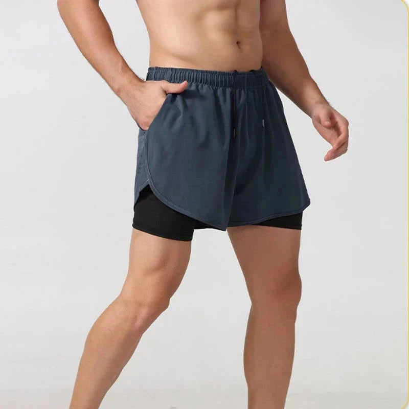 Men's 2-in-1 Running Shorts – Quick-Dry Double Layer Gym Shorts