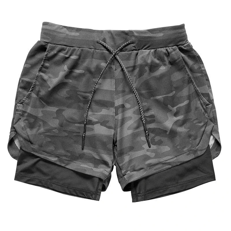 Men's 2-in-1 Camo Running Shorts – Quick-Dry Gym & Training Shorts