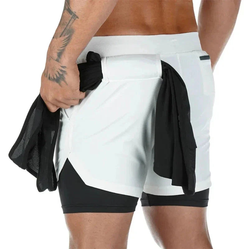 Men's 2-in-1 Camo Running Shorts – Quick-Dry Gym & Training Shorts