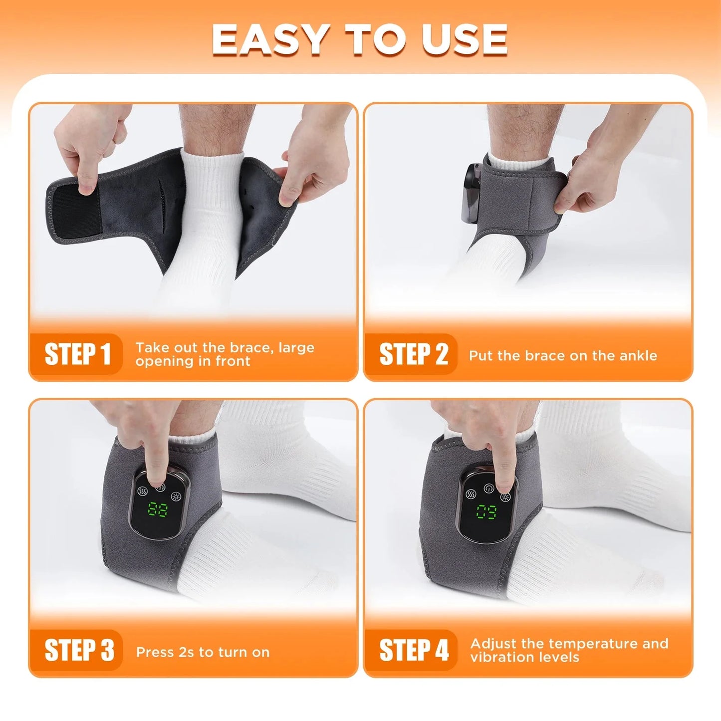 Electric Heat & Vibration Massage Brace – Ankle, Wrist & Knee