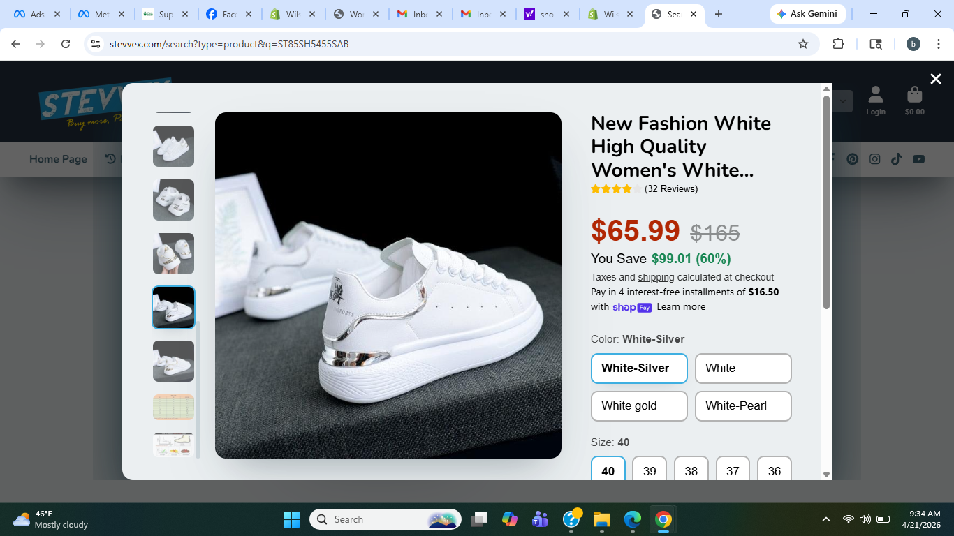 Women's White Thick-Sole Lace-Up Sneakers