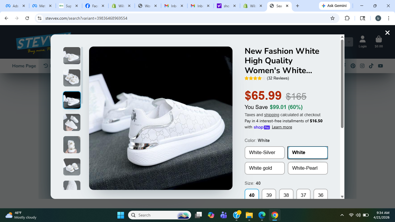 Women's White Thick-Sole Lace-Up Sneakers