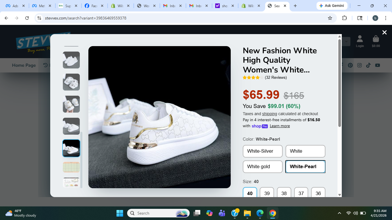Women's White Thick-Sole Lace-Up Sneakers