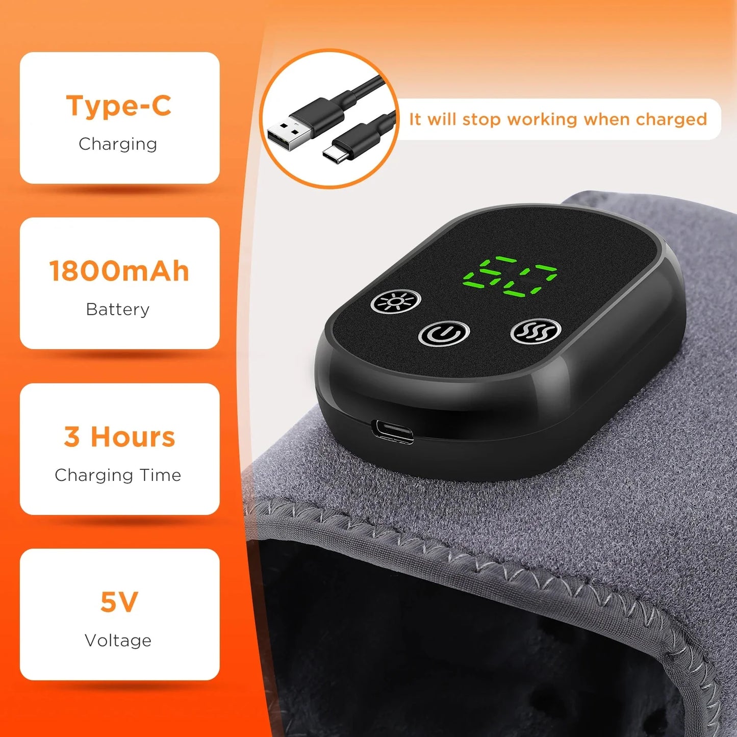 Electric Heat & Vibration Massage Brace – Ankle, Wrist & Knee