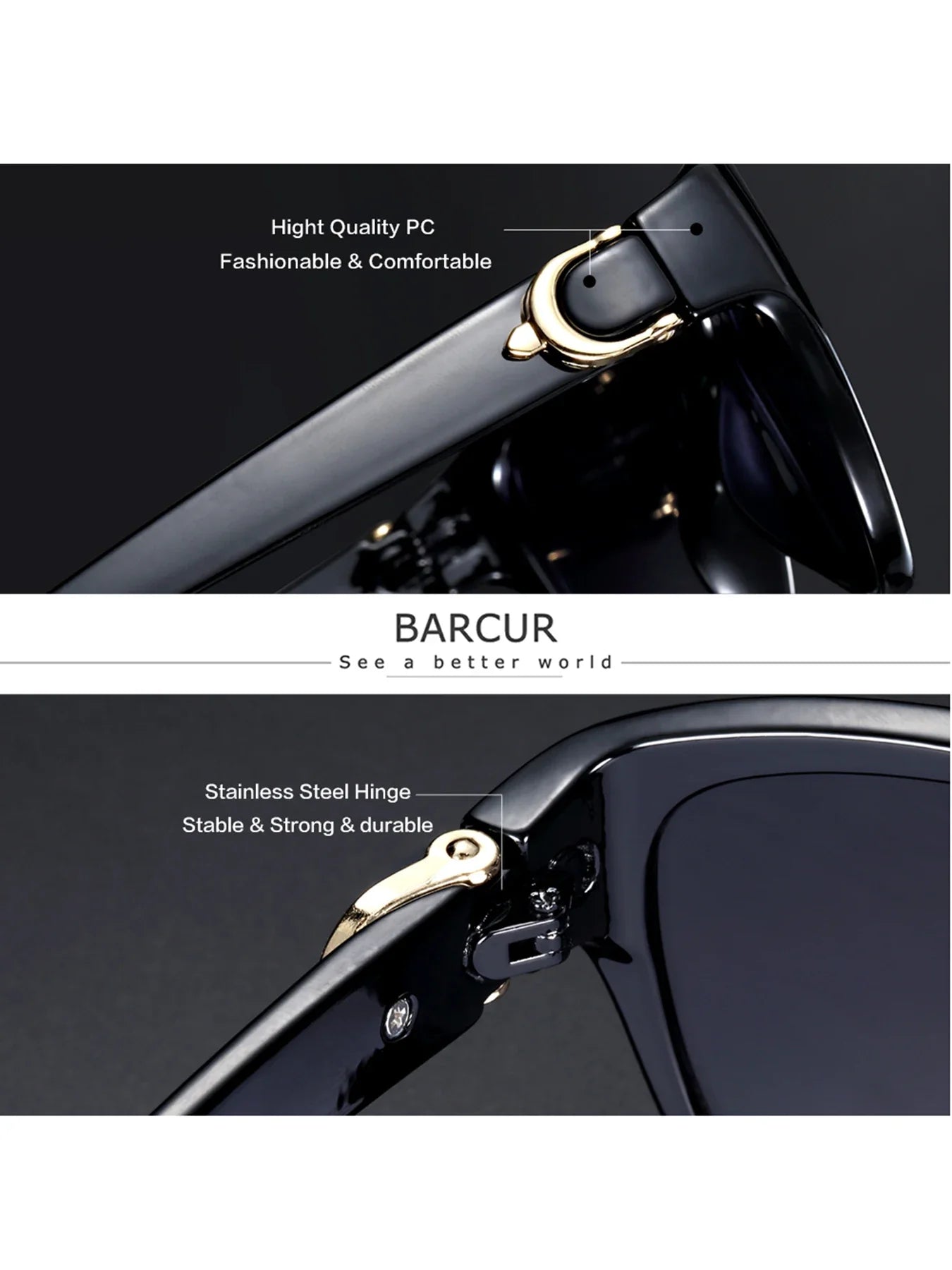 BARCUR Polarized Men's Fashion Sunglasses – Elliptical Gradient TAC Lens UV400
