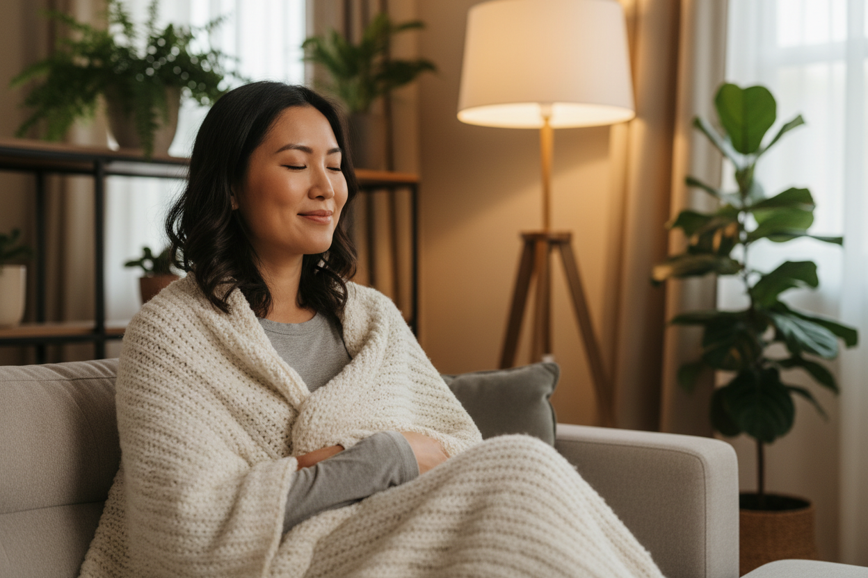 Asian Woman on Couch