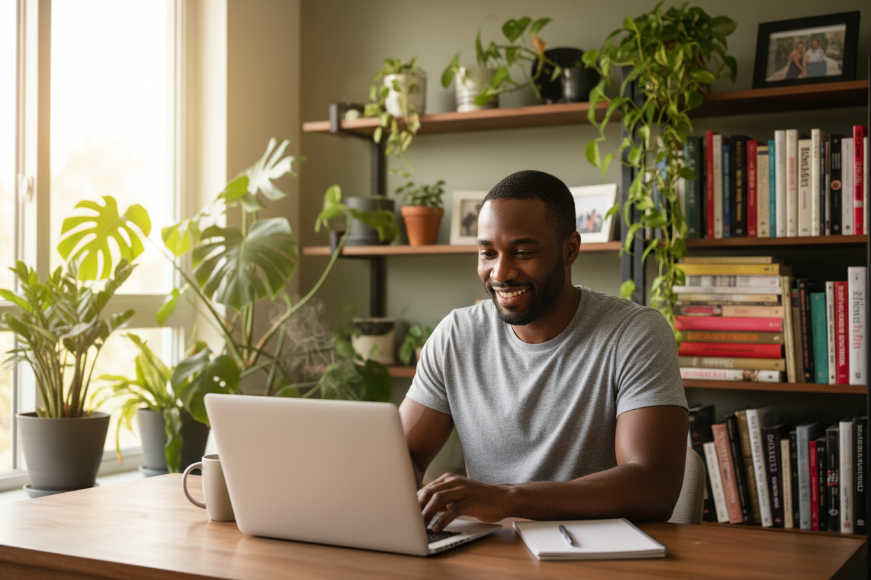 Black Man at Desk