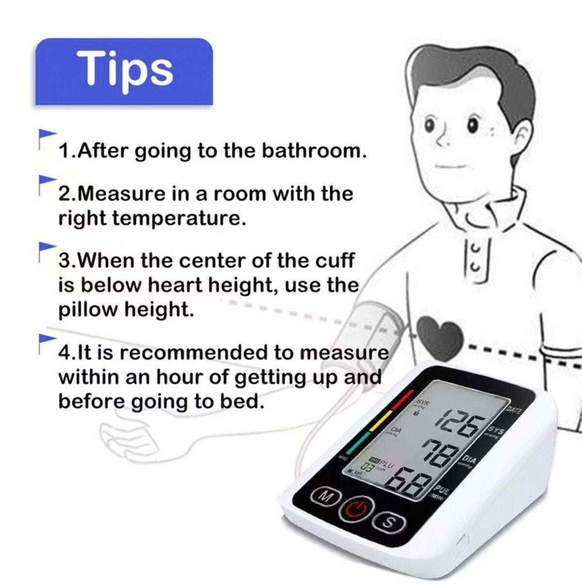 Arm High Blood Pressure Monitor Digital BP Cuff LCD Pulse Meter Voice Machine US