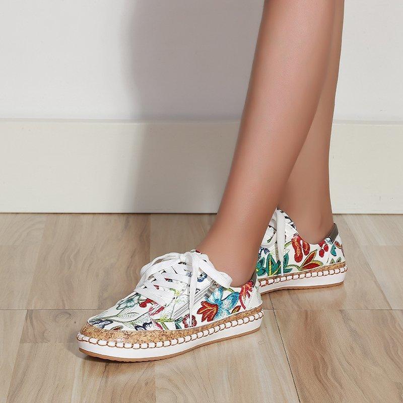 Women's Elegant Floral Flat Sneakers
