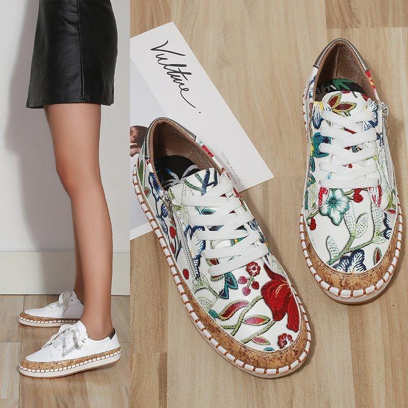 Women's Elegant Floral Flat Sneakers