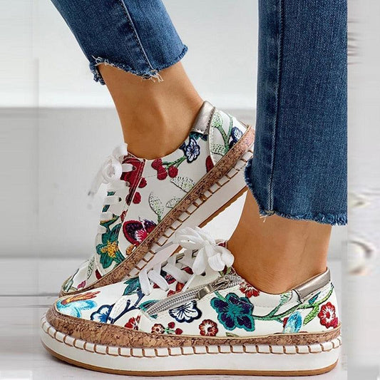 Women's Elegant Floral Flat Sneakers